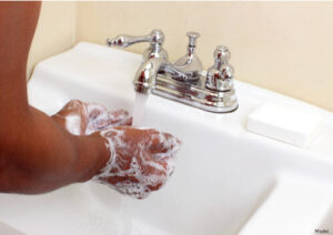 Person washing hands
